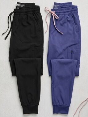 FIT & Health Pro Jogger Scrub Pants Bundle  Women’s S/XS Black & Purple